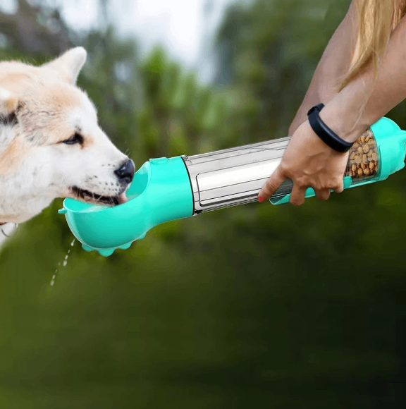 Smart 3-i-1 Reseflaska för Hund – Vatten, Mat & Skål i ett!